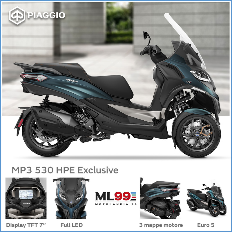 ML99 Piaggio MP3 530 HPE Exclusive | Dettagli e vista laterale