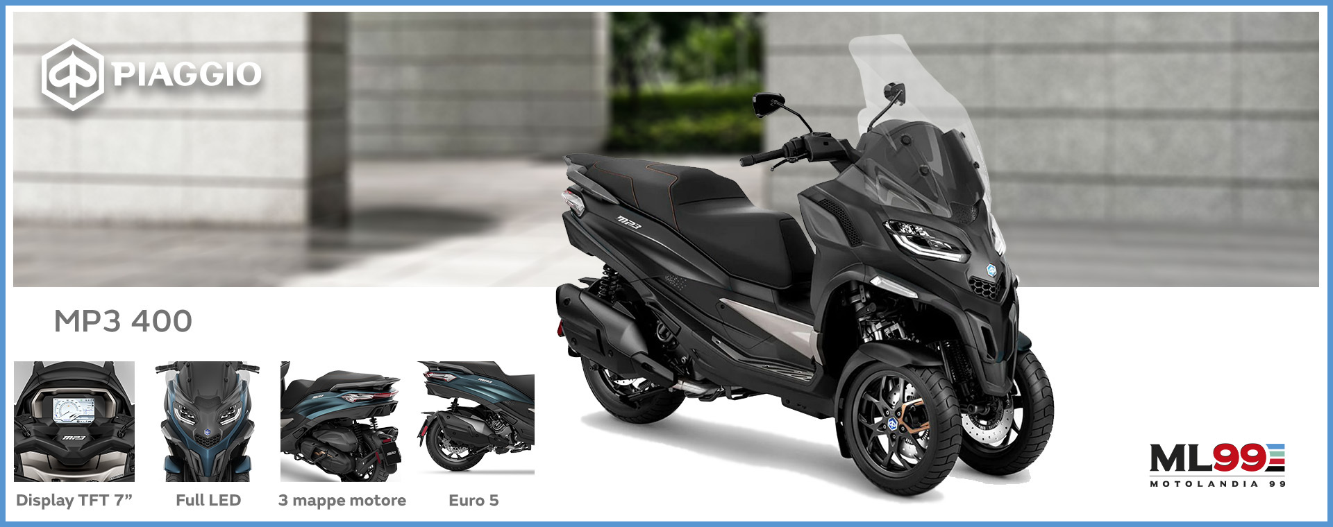 ML99 Nuovo Piaggio MP3 400 ABS | Dettagli e vista generale